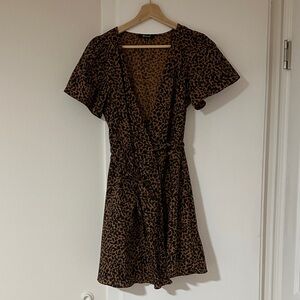 Madewell Leopard-Print Wrap Mini Dress - Brown & Black